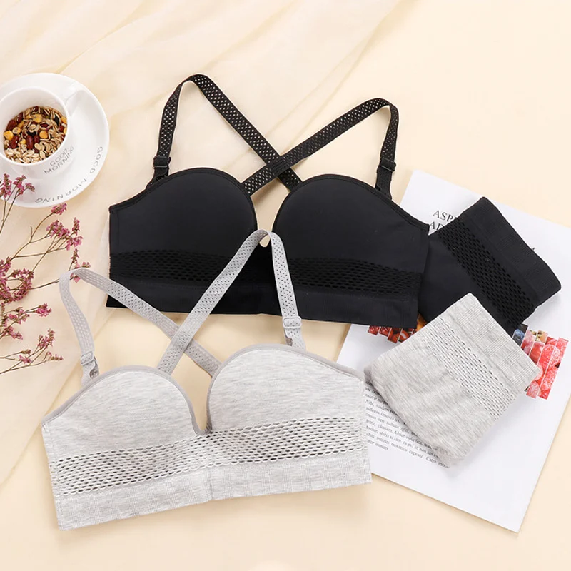 

Wasteheart Fashion Purple Gray Women Sexy Lingerie Set Bralette Cotton Panties Bra Push Up Padded Wireless Bra Sets Underwear