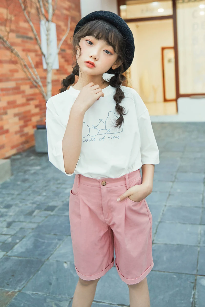 Комплекты одежды для девочек 2020 летняя детская одежда футболка с коротким