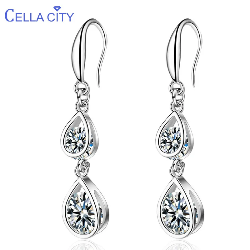 Женские серьги кисточки из серебра 925 пробы с цирконами|Серьги-подвески| |