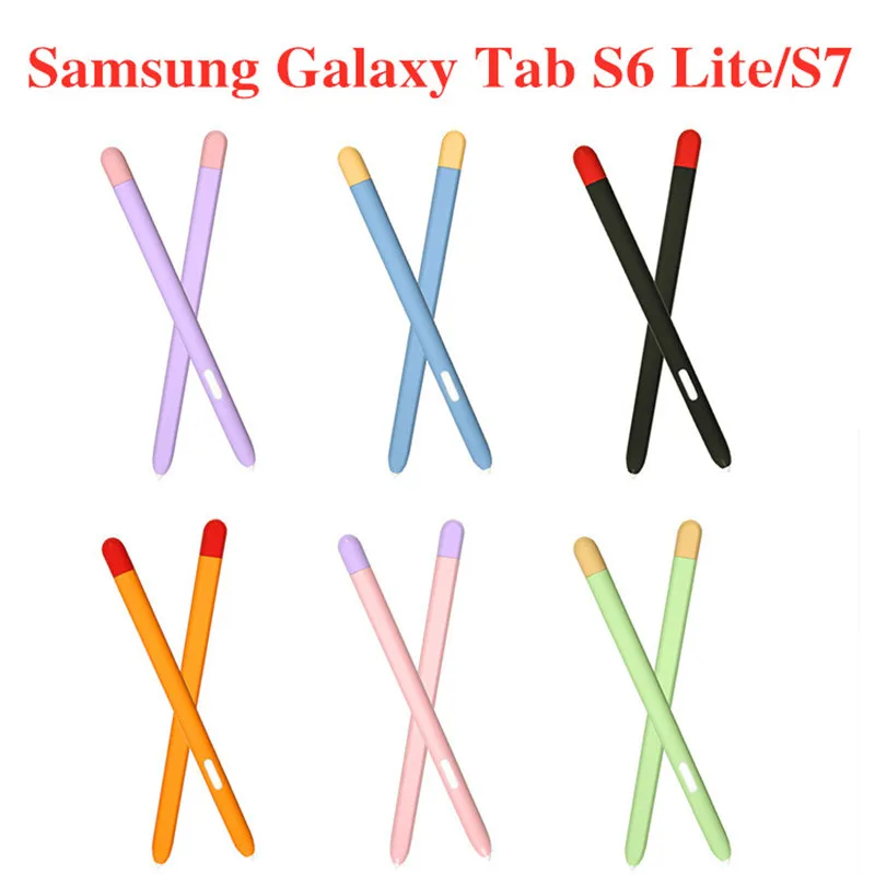 

Fashion Luxury Color Contrast Soft Silicone Stylus Case For Samsung Galaxy Tab S6 Lite/S7 Tablet Touch Pen Cover