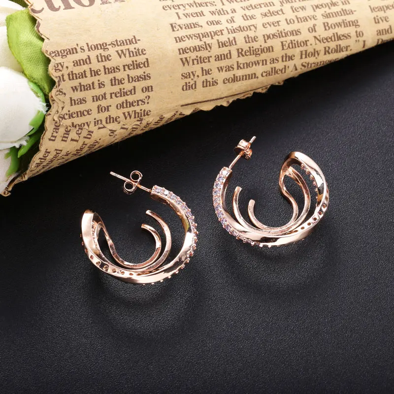 

Moonmory 925 Sterling Silver Spring Curve Piercing Earring For Women Luxury Wedding Earrings 2020 Trend Jewelry Christmas Gift
