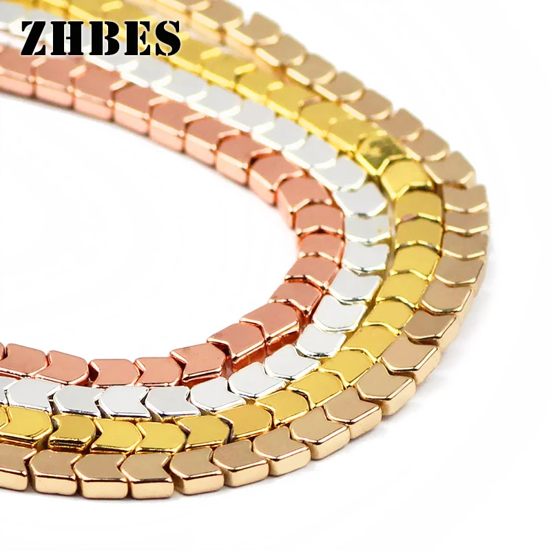 ZHBES 4 мм золотые Серебрянные Бусины из натурального камня с небольшой стрелкой