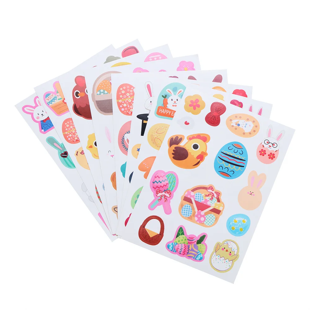 8 листов наклейки в виде животных на тему Счастливой Пасхи|Наклейки для