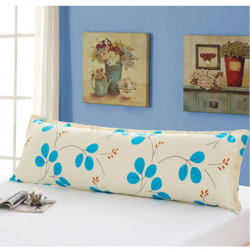 

Soft Printed Body Pillow Cover Couple Double Cotton long Pillowcases with zipper Closure Solid Color Long Satin Silk Pillow Case