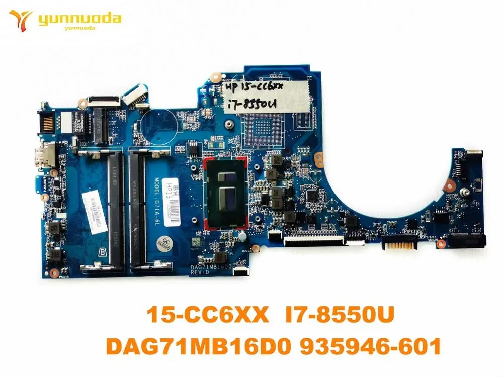 Оригинал для ноутбука HP 15-CC6XX материнская плата I7-8550U DAG71MB16D0 935946-601 протестирована
