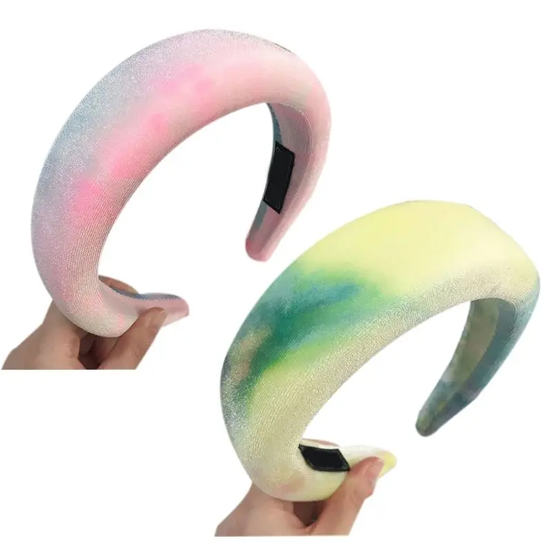 Женская бархатная бандана винтажная широкая повязка на голову из толстой