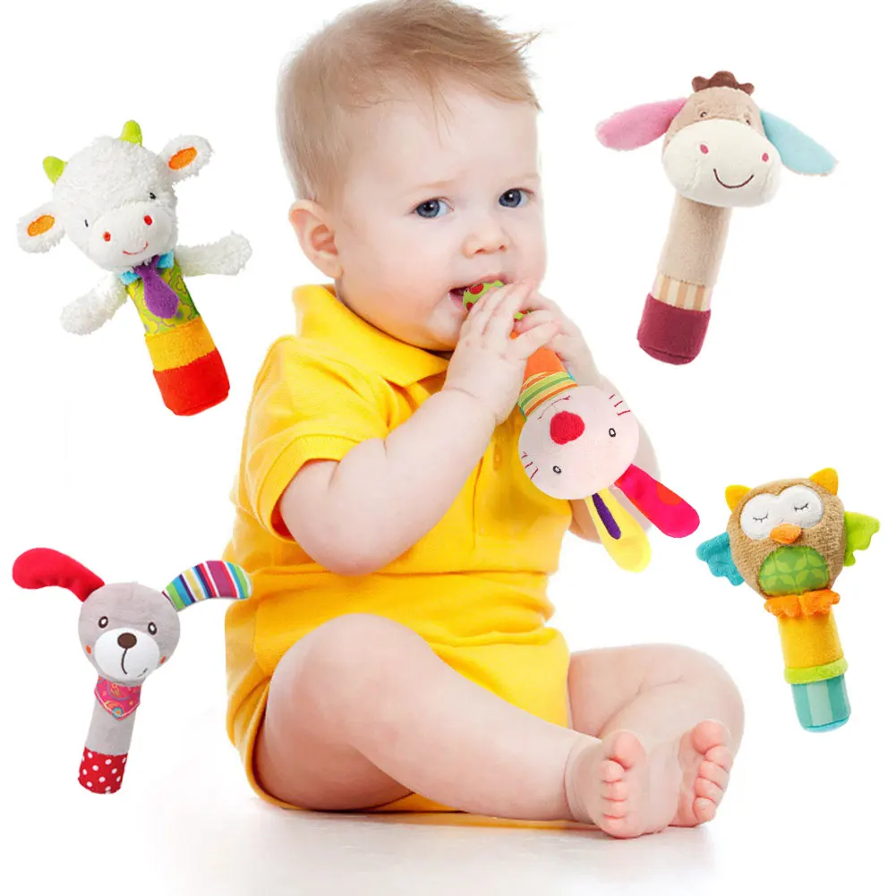 

Искусственные Мультяшные животные, ручные колокольчики, мягкие плюшевые палочки, колокольчик, музыкальный шейкер, обучающие игрушки для но...