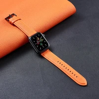 for apple watch 44mm 40mm 42mm 38mm band watchband lychee pattern leather strap for iwatch series 6 se 5 4 3 2 replace bracelet
