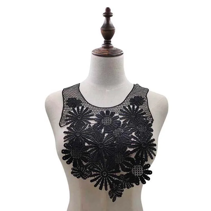 

5Pcs Black White Floral Flowers Patch Embroidered Venise Sewing Lace Neckline Collar Trims Clothes Applique