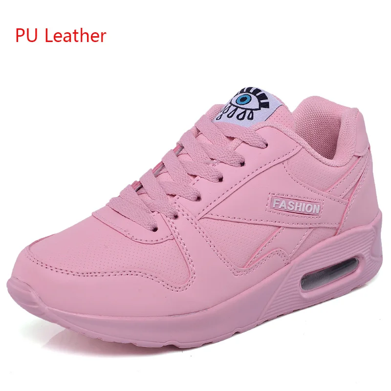 PU pink Женские кроссовки; обувь для бега из искусственной кожи; белые модные кроссовки; коллекция года; женские кроссовки; уличная спортивная обувь; дышащая обувь на воздушной подушке - Цвет: PU pink
