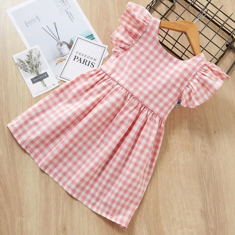 Летнее платье для маленьких девочек эксклюзивная детская одежда клетчатое с