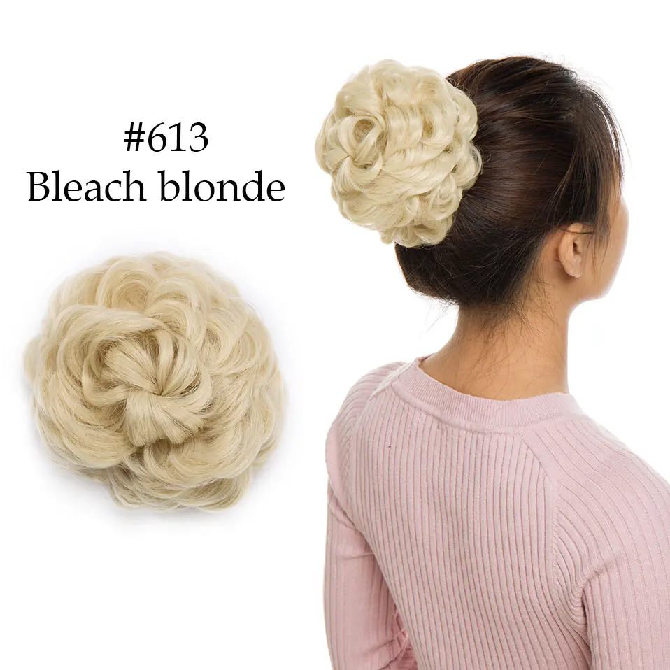 bleach blonde Snoilite шнурок клип в шиньон волосы булочка синтетический пучок волос кусок шнурок updo волосы булочки для женщин кудрявые шиньон волосы - Цвет: bleach blonde