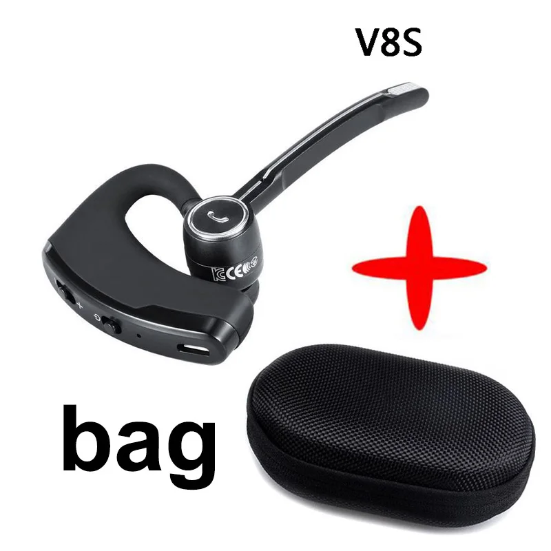 Yulubu V8S, деловые bluetooth-наушники, Спортивная Беспроводная bluetooth-гарнитура, наушники с громкой связью, голосовое управление с микрофоном и V8 - Цвет: V8S with bag