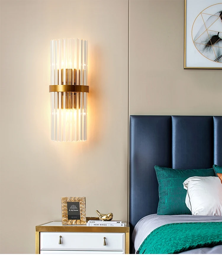

Simple bedroom bedside lamp wall lamp aisle light luxury living room TV background wall three-color light European style lamps