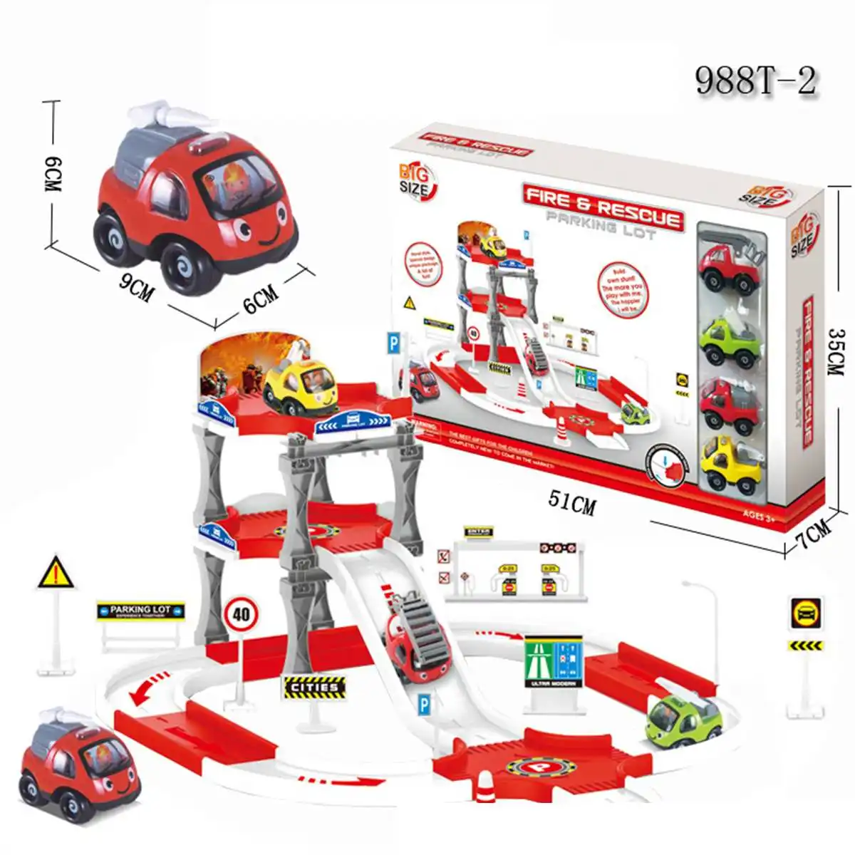 

3D Alloy Car Parking Lot Playset Helicopter Engineering Truck Track Car Children DIY Model Building Kits Assembly Toy for Kids