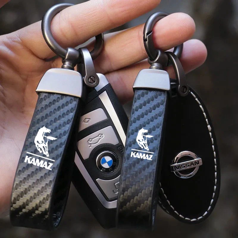 

For KAMAZ TRUCK TYPHOON 5320 54907 5490 6460 A2 Key Chains Car Accessories Carbon Fiber Texture Key Rings Keychain Keyring