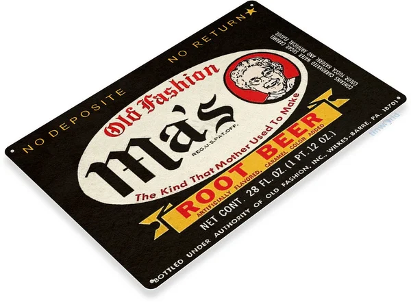 

TIN SIGN Mas Root Beer Soda Cola Kitchen Cottage Retro Soda Drink Label