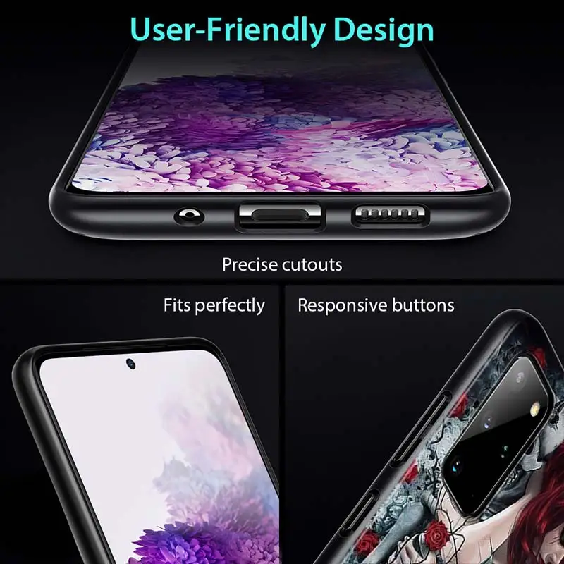 

Skull Face Cool for Samsung Note 20 S20 Ultra Plus A91 A71 A51 A41 A31 A21 A21S A11 A01 Bright Black Phone Case
