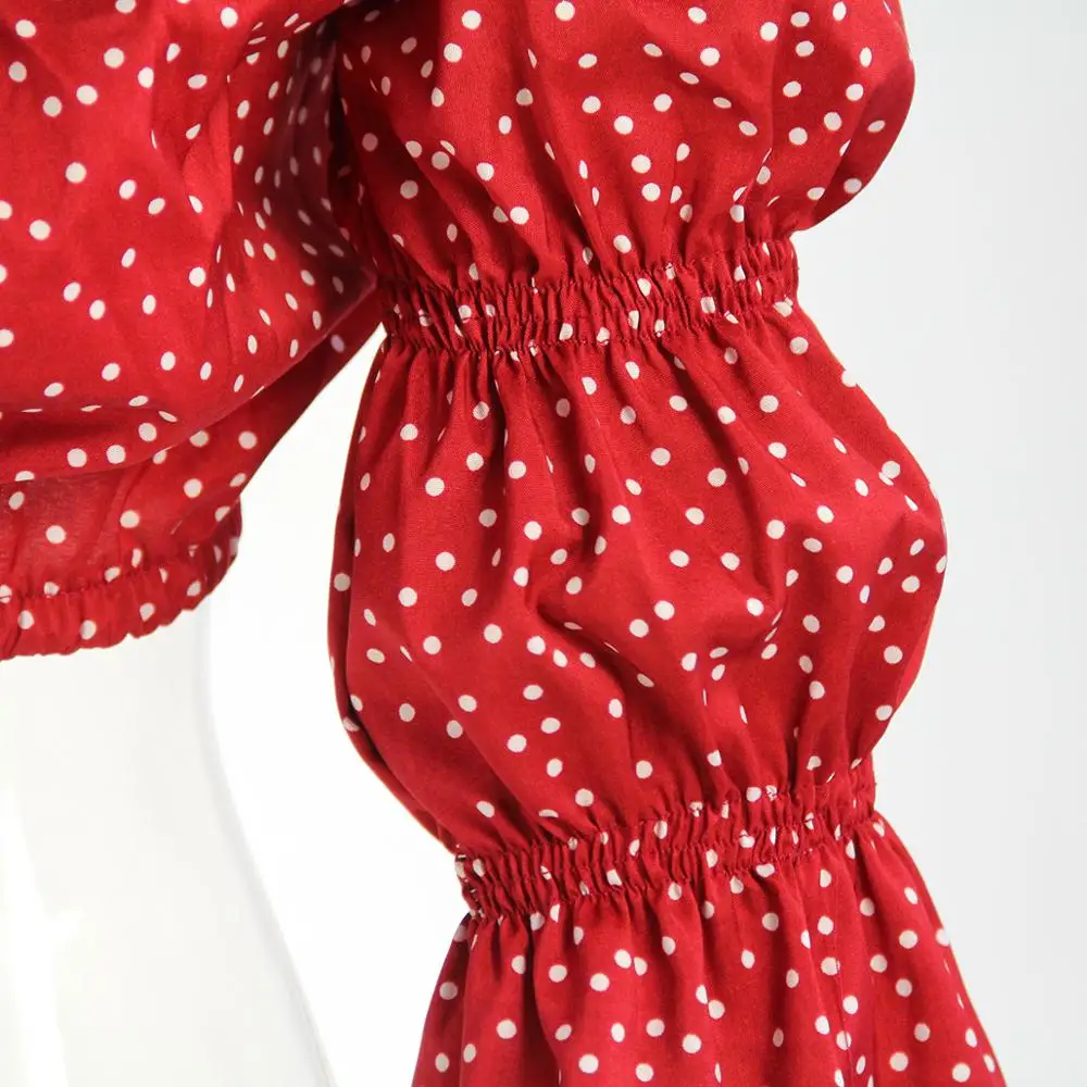 Женский топ в горошек с открытой спиной и вырезом лодочкой | Женская одежда