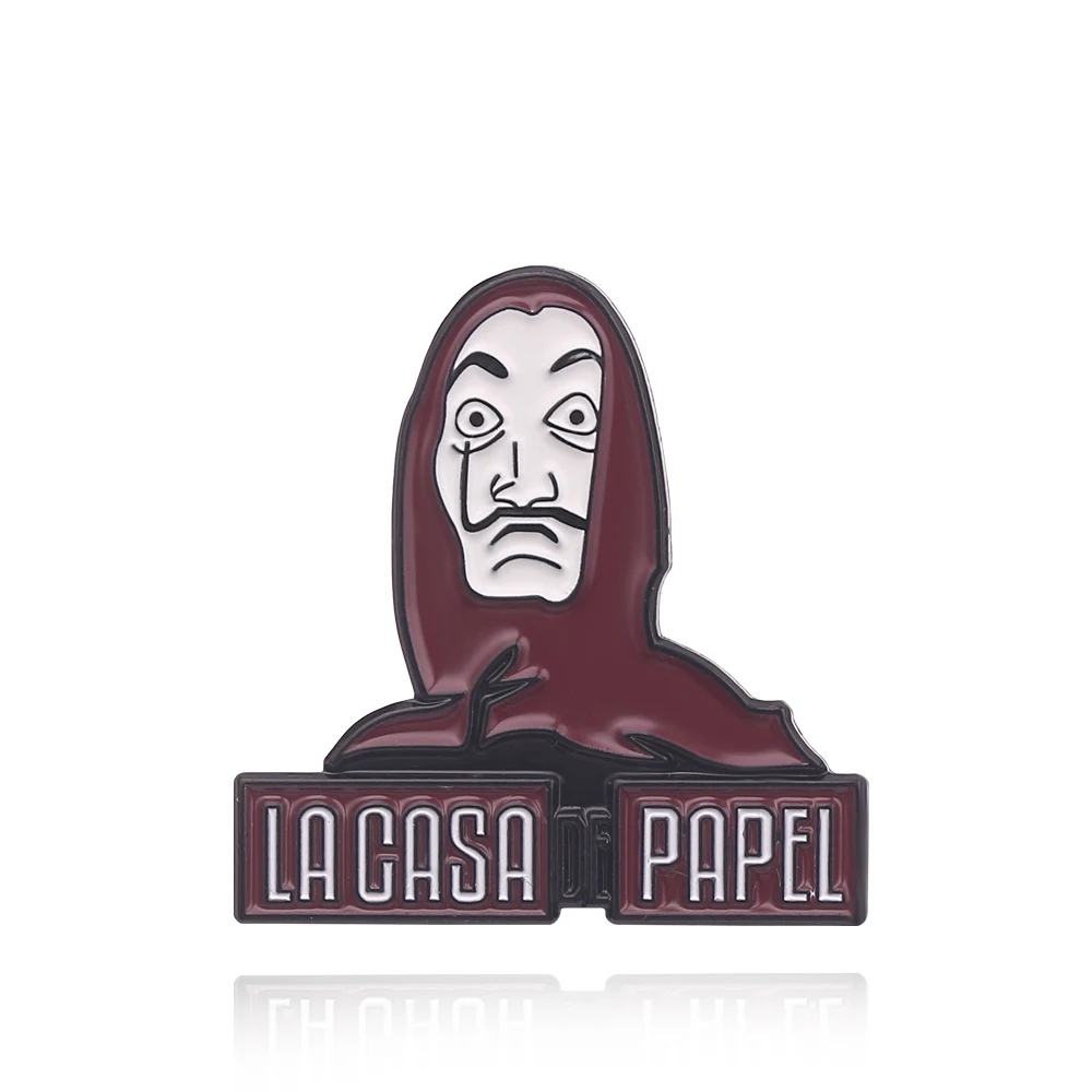 Горячие La Casa De Papel значок на булавке брошь House Of paper денег, Сальвадор Дали, эмалевые броши в виде