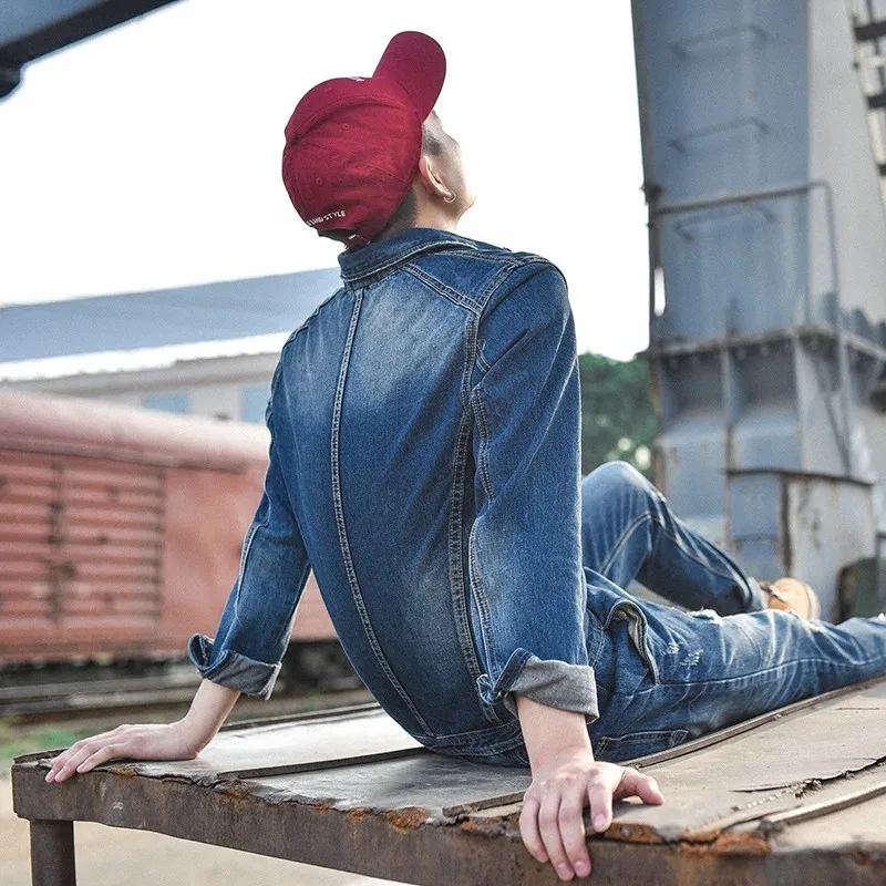 Осенний цельный классический джинсовый комбинезон в стиле ретро с длинными