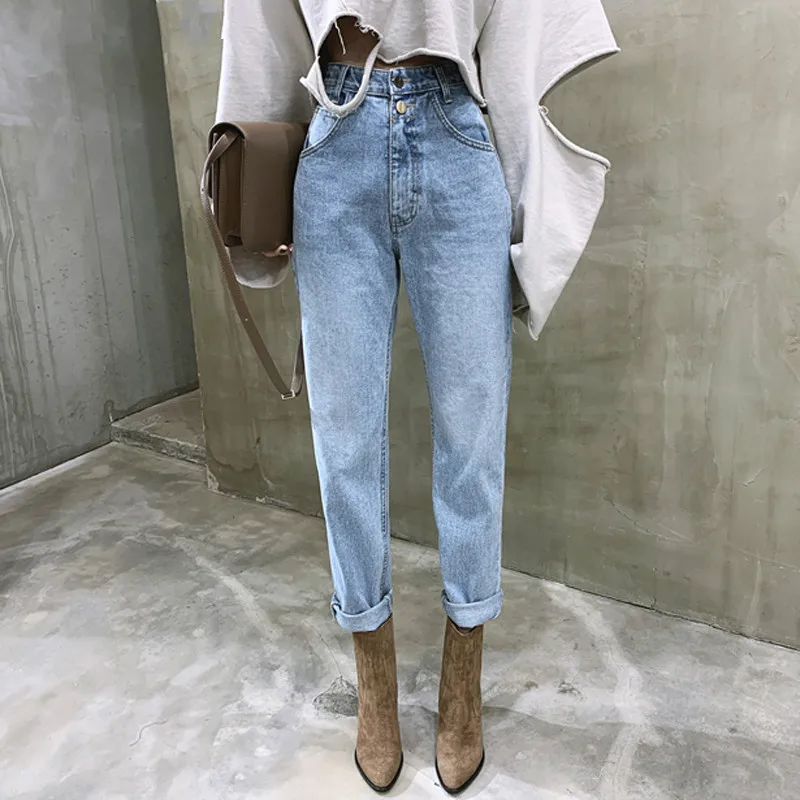 

XIBUSANA 2021 Spring Vintage High Waist Straight Jeans Pant for Women Streetwear Loose Female Denim Pant Jeans Buttons Zipper