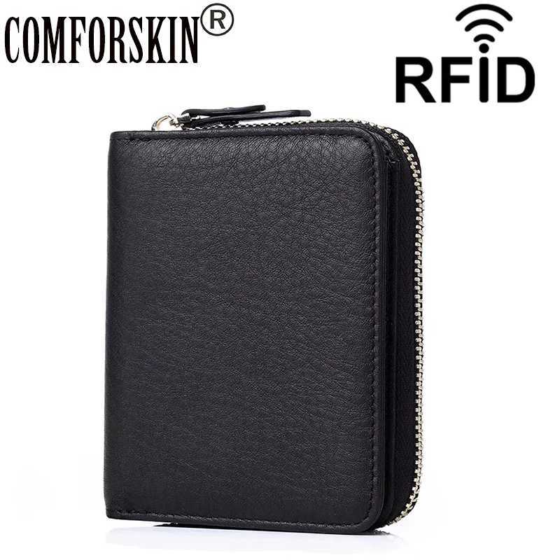 

Кошелек для мужчин и женщин из натуральной кожи, с RFID-защитой