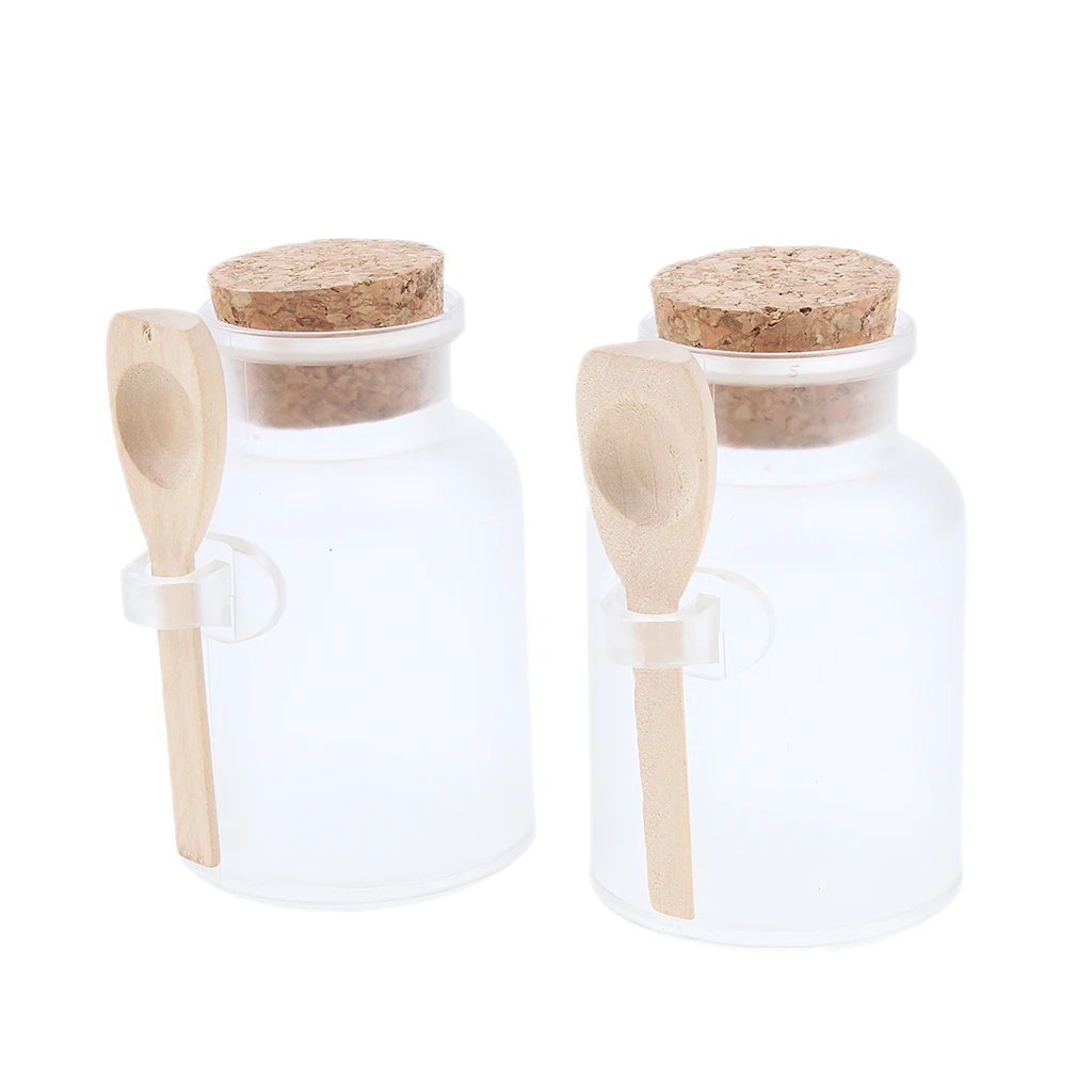 

2 Bottles of ABS Bath Salt with Wooden Cork And Spoon for Packaging