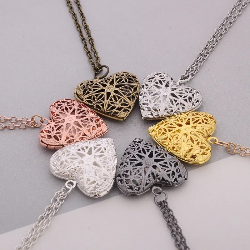 

Hollow Love Heart DIY Secret Message Locket Necklace Pendant 6 Colors Openable Vintage Gift For Lover Couples Custom Message
