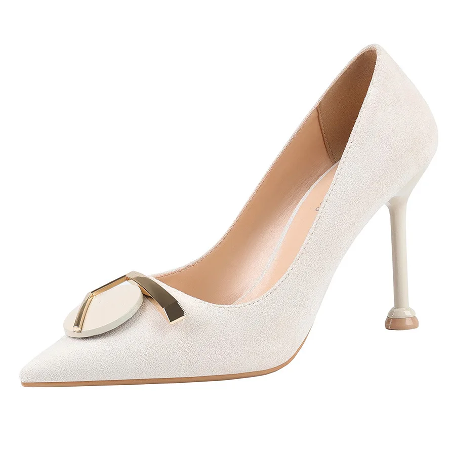 

Korean style fashion pointed shallow mouth high heels suede sexy thin women's single shoes stiletto all-match women's shoes