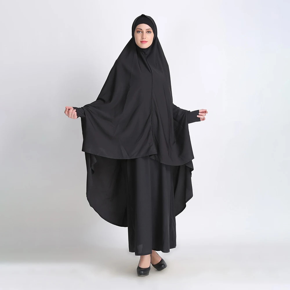 Женский мусульманский хиджаб, молитвенный комплект Jilbab Namaz с полным покрытием Рамадан, длинное платье химар, Abayas, две части, мусульманская о...