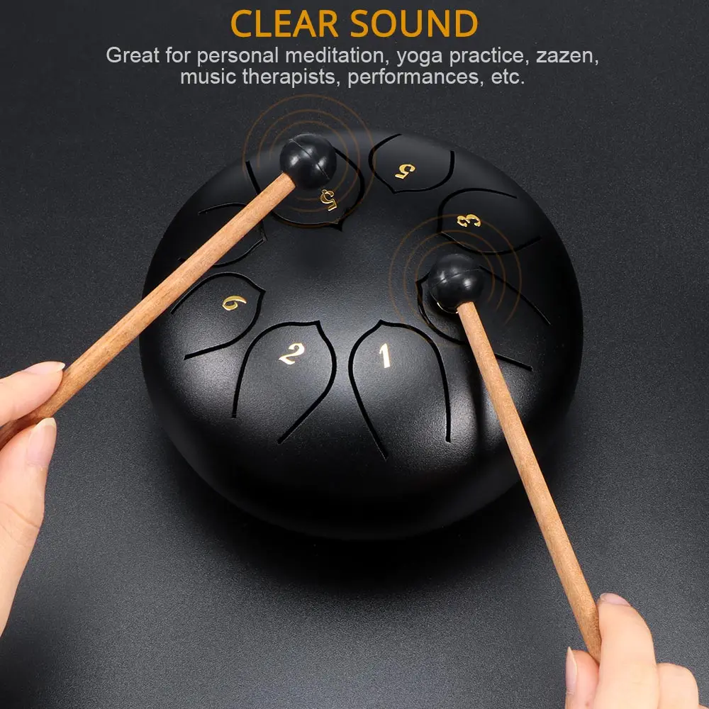 6 дюймовый стальной барабан с язычком 8 tune Hand Pan барабанными палочками сумка для