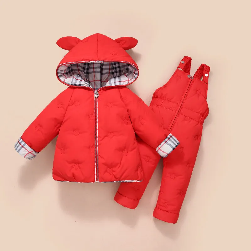 

Children Down Coat Jacket+jumpsuit Kids Toddler Girl Boy Clothes Down 2pcs Winter Outfit Suit Warm Baby Overalls Clothing Sets