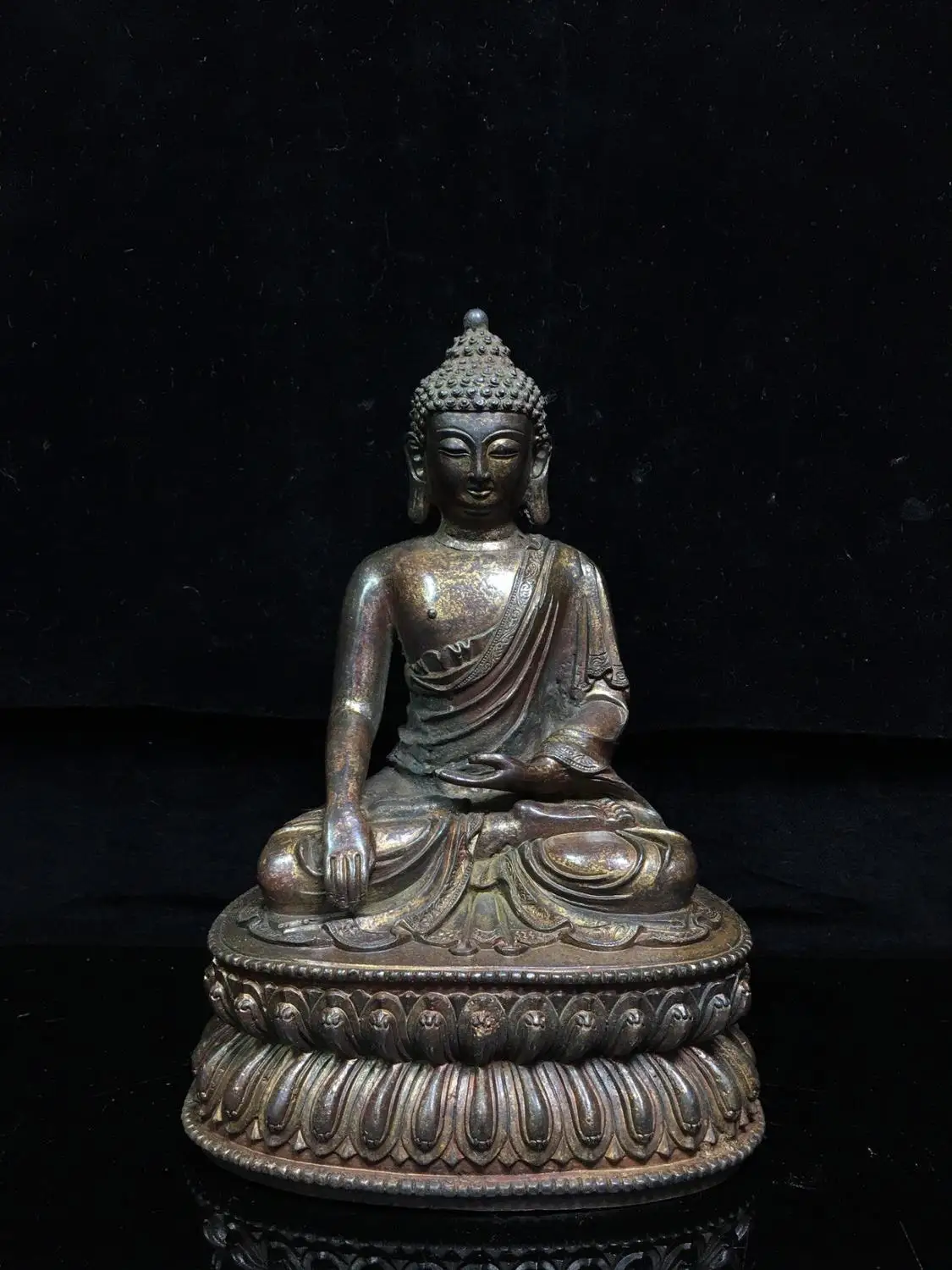 

Home Decor 9" Tibet Buddhism Temple Old Bronze Shakyamuni Buddha Statue Sitting Buddha Buddha teacher Enshrine the Buddha