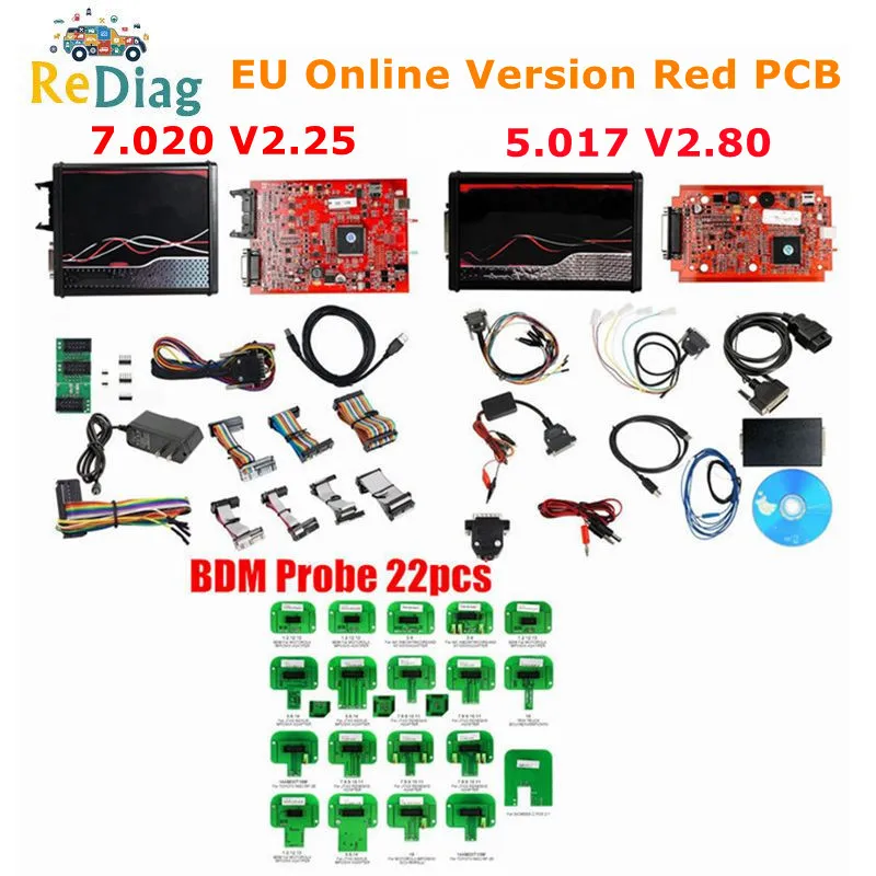 Программируемая электронная сигарета KESS V2.80 V2 5,017 OBD2 Manager EU Online Red PCB 4LED KTAG V2.25 7,020 Mater Version BDM Probe 22 шт.