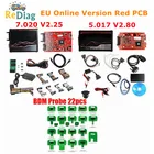 Программируемая электронная сигарета V2.80 V2 V5.017 OBD2 Manager EU Online Red PCB V2.25 7,020 Mater Version BDM Probe, 22 шт.