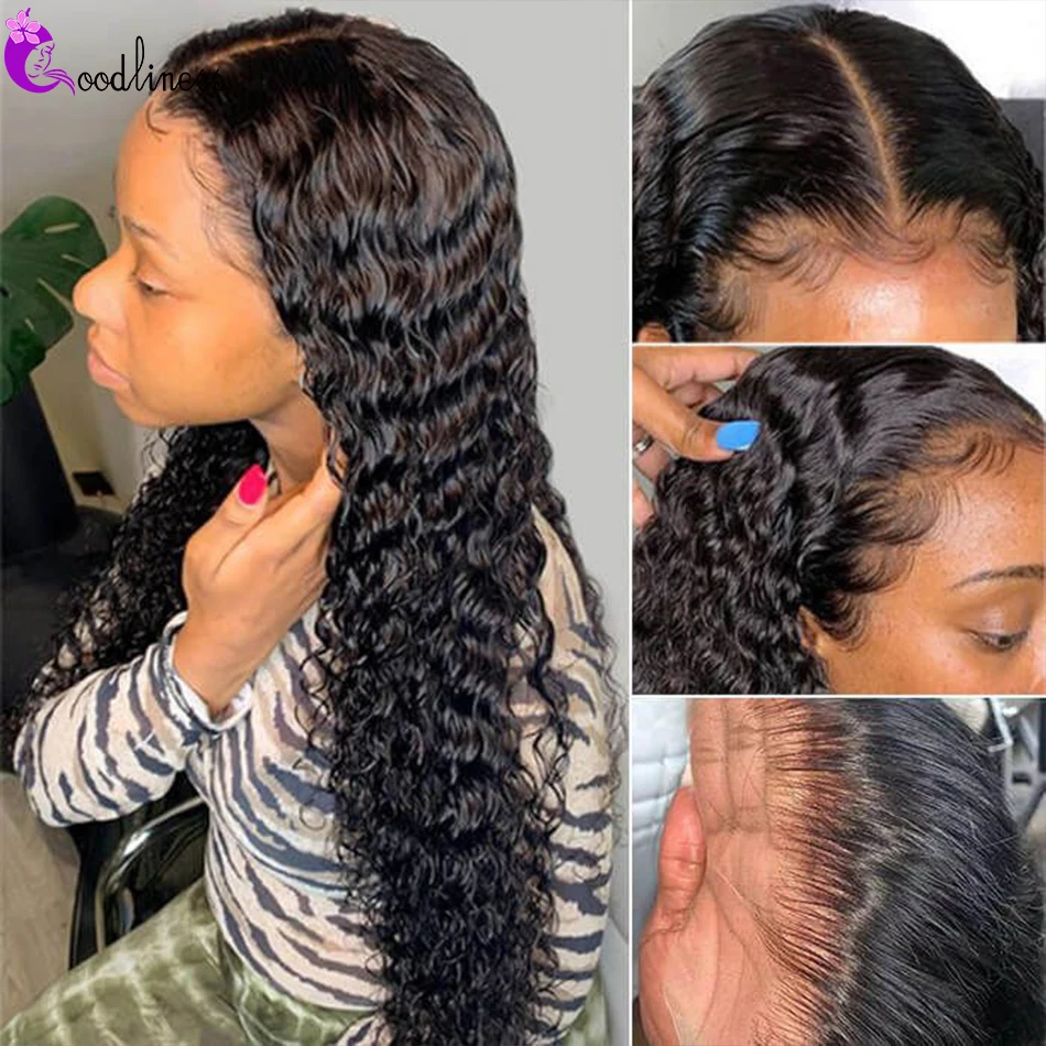 

Transparent Deep Wave Lace Front Wig Peruvian Deep Wave Closure Wig 30 Inch Deep Wave Frontal Wig Human Hair Wigs Pre-Plucked