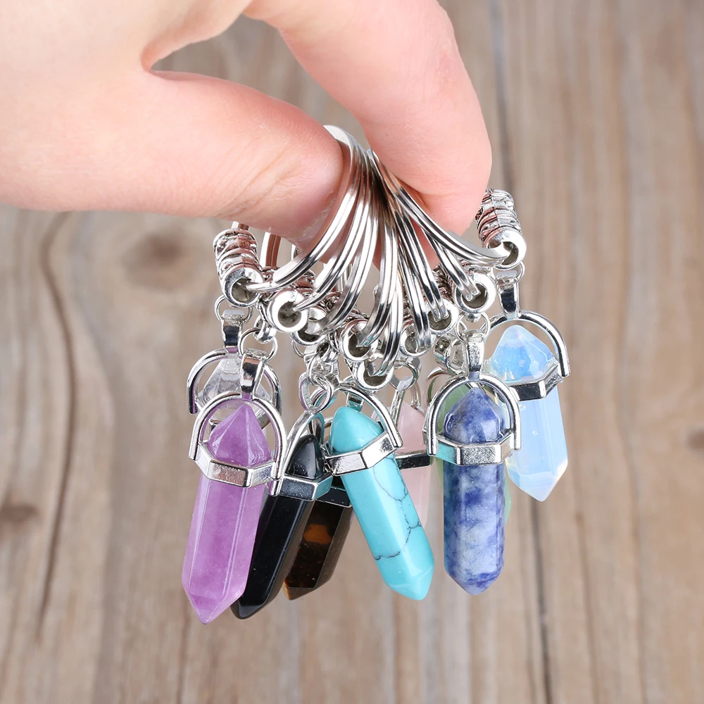 1 шт. кулон из натурального камня кольцо для ключей мужчин и женщин серебристые