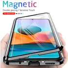 Магнитный флип-чехол 360  для Xiaomi Redmi Note 10 Pro redmy note10 10pro not10 s note10pro, двухсторонний стеклянный металлический бампер
