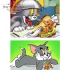 5D алмазная живопись, полная картина, круглаяквадратная картина, Мультяшные животные, кошка и мышь, мозаика, Набор для вышивки крестиком, Женский Декор