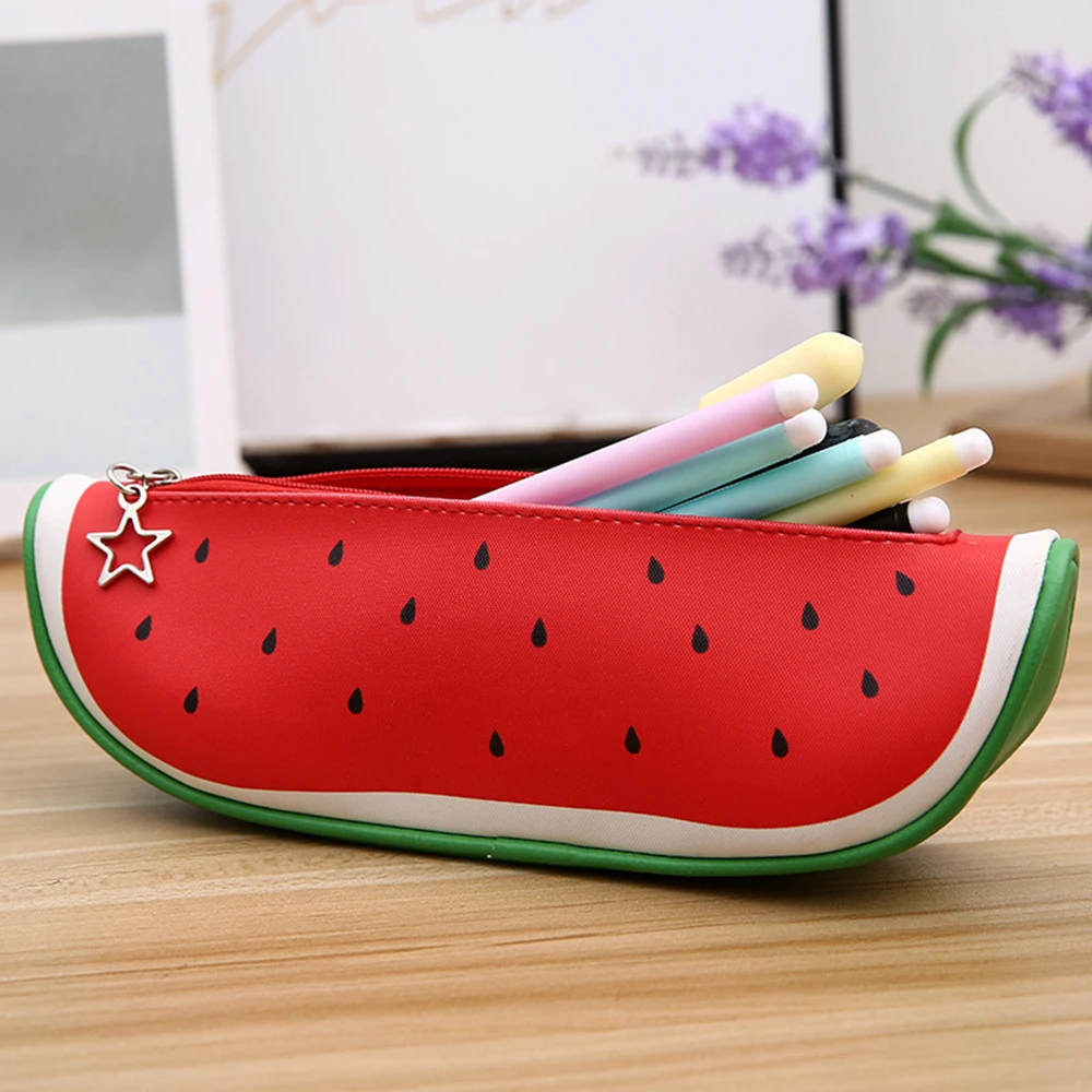 Чехол для карандашей вместительный кожаный материал сумка ручек с фруктами