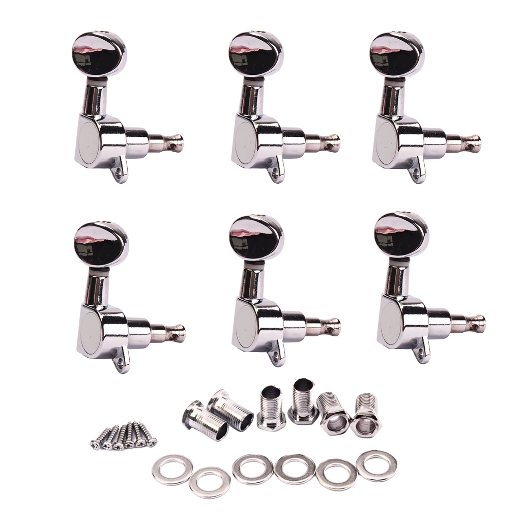 

6pcs Right-handed Electric Guitars Tuning Pegs Tuners Machine Heads DIY, Chrome