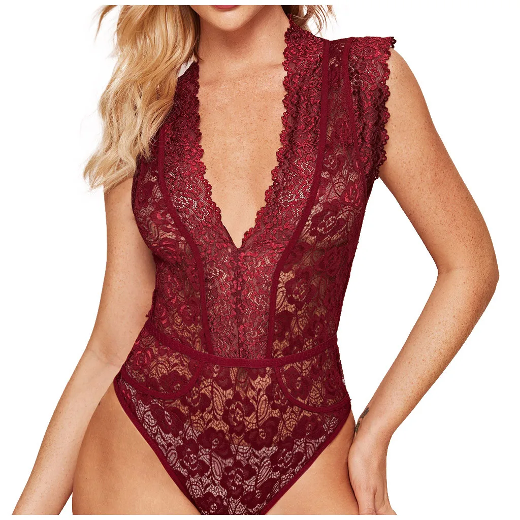 

Deep V Sexy Lace Halter Lingerie Bra Temptation Underwear See Through Nightdress Women Costumes Erotic Porno Lenceria Babydolls