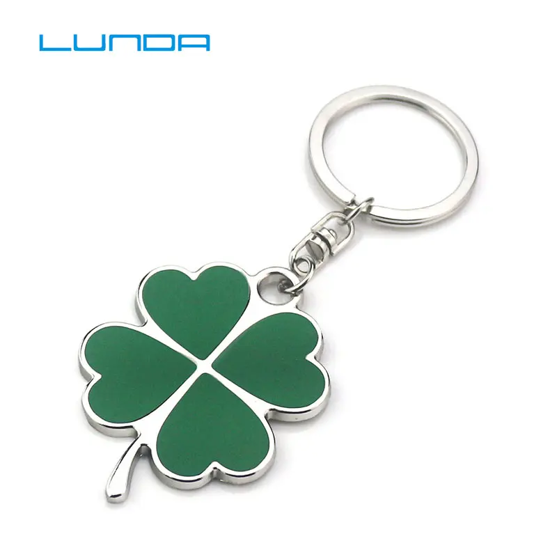 3D брелок из цинкового сплава четыре листа клевера для ключей и дома с