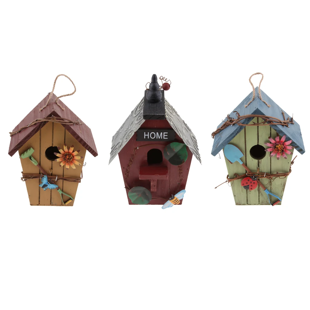 

Комплект из 3 предметов Hand-made на заднем дворе птица коттедж деревянный дом птица-птица экологически безопасным для домашнего декора