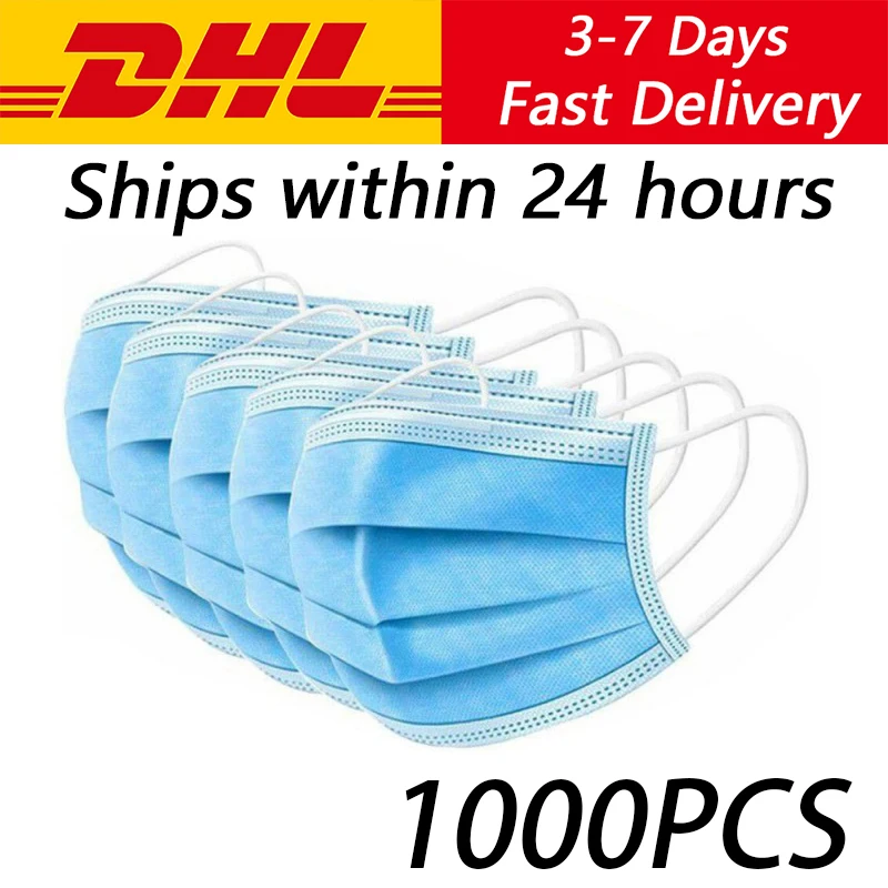 Тысяча одноразовых масок для лица из невязки, анти-PM2.5, гигиенически безопасных, с защитой, доставка DHL.