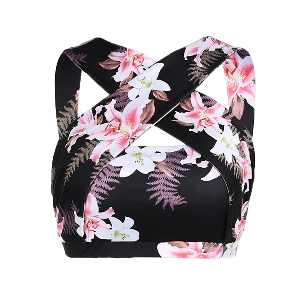 Спортивный жилет пуш-ап с перекрестными лямками и цветочным принтом | Спорт