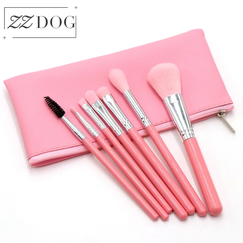 

ZZDOG 7Pcs Protable Makeup Brushes Set With PU Bag Natural Hair Powder Eye Shadow Eyelash Blending Cosmetics Beauty Tools Kit