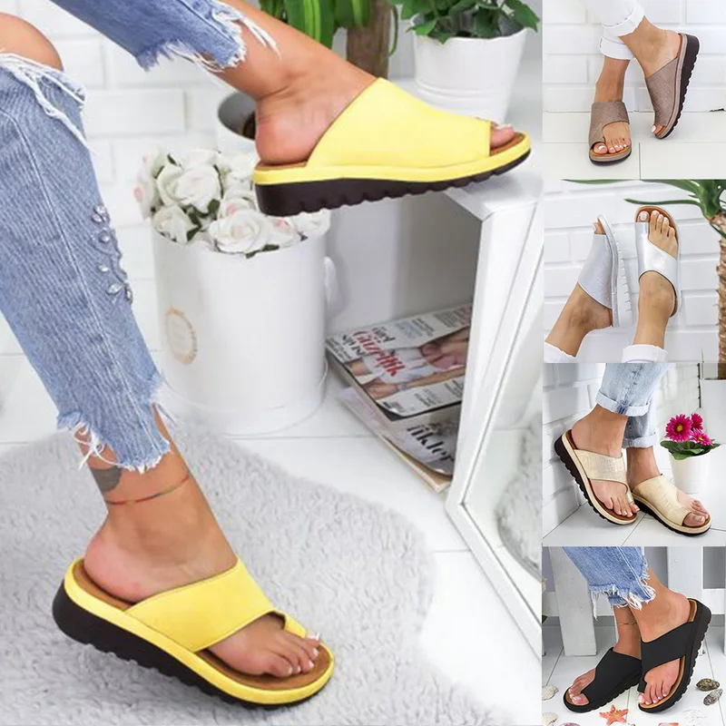 Women PU Leather Shoes Comfy Platform Flat Sole Ladies Casual Soft Big Toe Foot Correction Sandal Orthopedic Bunion Corrector #6 | Обувь