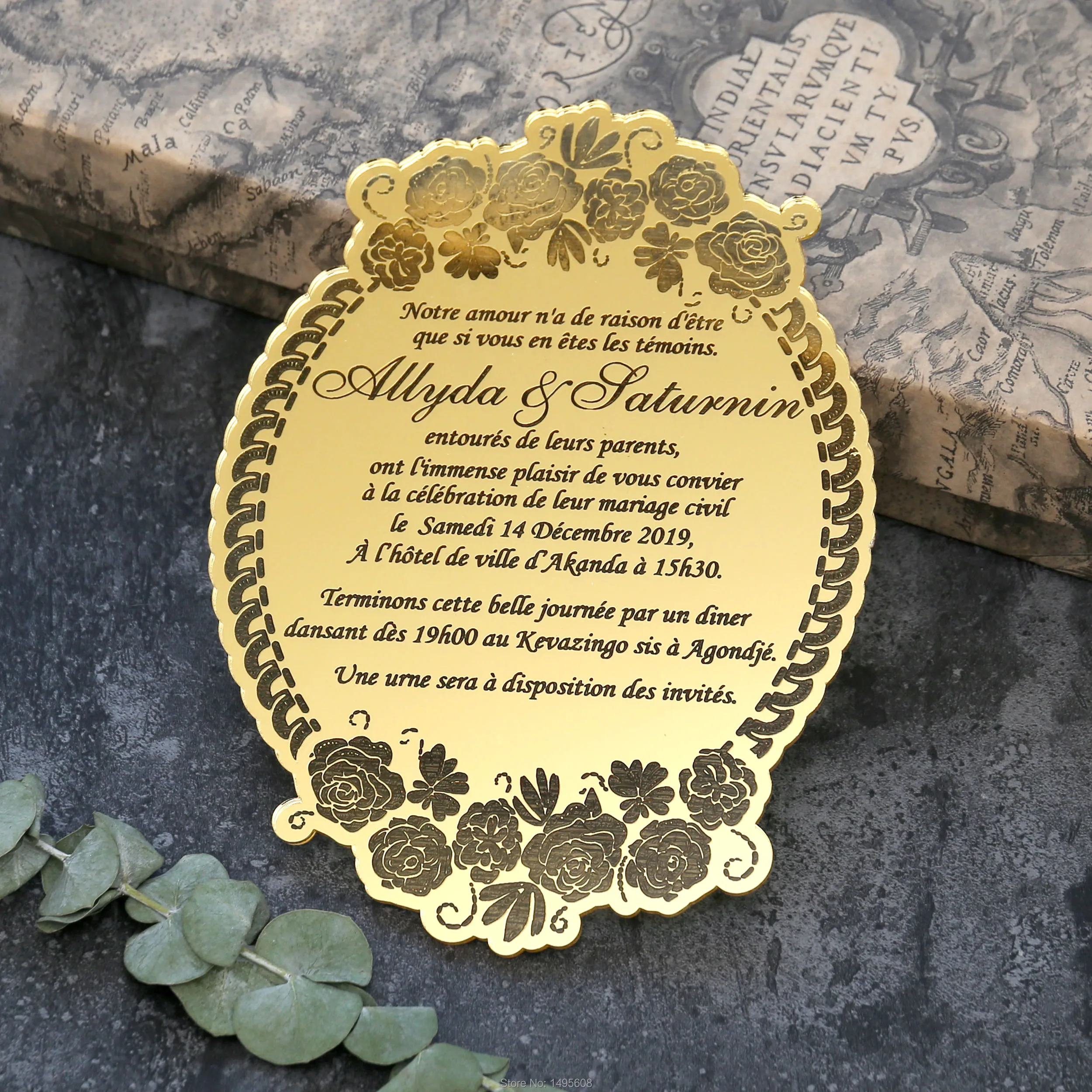 Акриловые Пригласительные открытки с цветами лазерная фотоакриловая Свадебная